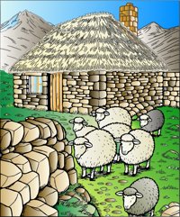 Scottish Croft from Homes of the World: A Coloring Journey, colored by a ColoringBits reader