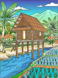 Stilt Houses from Homes of the World: A Coloring Journey, colored by a ColoringBits reader