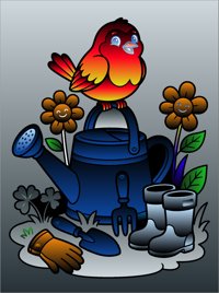 Watering Robin from My Garden Friends Coloring Book for Kids, colored by a ColoringBits reader