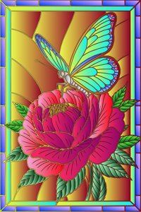 Graceful Landing on Bloom from Flowers and Butterflies in Stained Glass Coloring Book, colored by a ColoringBits reader
