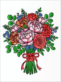 Classic Bouquet from Petals & Patterns: A Floral Coloring Book for Adults, colored by a ColoringBits reader
