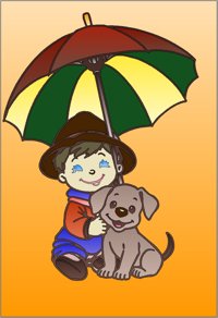 Umbrella Puppy from Spring Blossoms: A Fun Seasons Coloring Book for Kids Ages 3–8, colored by a ColoringBits reader