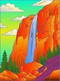 Bridalveil Fall, USA from Waterfalls Around the World Coloring Book, colored by a ColoringBits reader