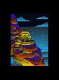 Mediterranean Sea Cliffs from Dream Tiny Homes Around the World Coloring Book, colored by a ColoringBits reader