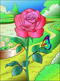Rose from Floral Garden Coloring Book, colored by a ColoringBits reader