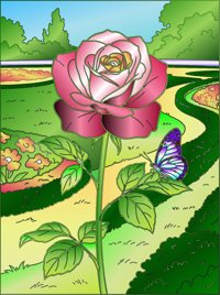 Rose from Floral Garden Coloring Book, colored by a ColoringBits reader