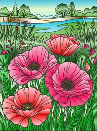 Poppy from Floral Garden Coloring Book, colored by a ColoringBits reader