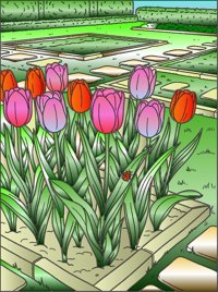 Tulip from Floral Garden Coloring Book, colored by a ColoringBits reader