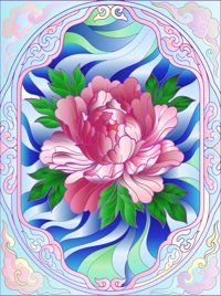 Peony from Garden Flowers in Stained Glass Coloring Book, colored by a ColoringBits reader