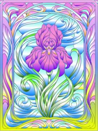 Iris from Garden Flowers in Stained Glass Coloring Book, colored by a ColoringBits reader