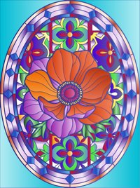 Anemone from Garden Flowers in Stained Glass Coloring Book, colored by a ColoringBits reader