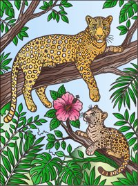Tree Leopard from Wild Cats from Jungles to Mountains Coloring Book, colored by a ColoringBits reader