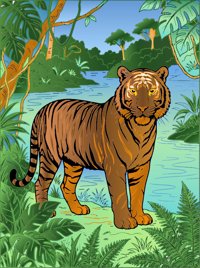 Jungle Tiger from Wild Cats from Jungles to Mountains Coloring Book, colored by a ColoringBits reader