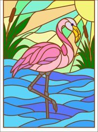 Water Flamingo from Birds in Stained Glass Easy Coloring Book, colored by a ColoringBits reader