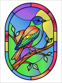 Bluebird Branch from Birds in Stained Glass Easy Coloring Book, colored by a ColoringBits reader