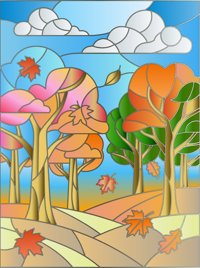 Autumn Leaves from Nature in Stained Glass Easy Coloring Book, colored by a ColoringBits reader