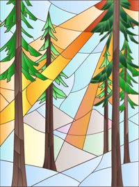 Pine Sunbeams from Nature in Stained Glass Easy Coloring Book, colored by a ColoringBits reader