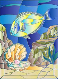 Surgeonfish Reef from Sea World in Stained Glass Easy Coloring Book, colored by a ColoringBits reader