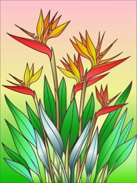 Bird Paradise from Tropical Flowers Coloring Book, colored by a ColoringBits reader