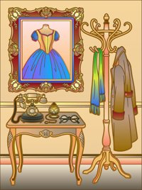 Shelf from Cozy Vintage Spaces Coloring Book, colored by a ColoringBits reader