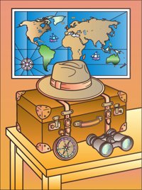 Travel from Cozy Vintage Spaces Coloring Book, colored by a ColoringBits reader