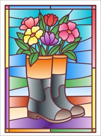 Boots from Four Seasons in Stained Glass Easy Coloring Book, colored by a ColoringBits reader