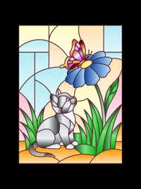Kids & Pets in Stained Glass Easy Coloring Book from Kids & Pets in Stained Glass Easy Coloring Book, colored by a ColoringBits reader