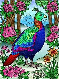 Himalayan Monal from Forest Birds Coloring Book, colored by a ColoringBits reader