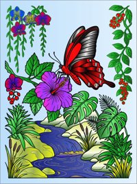 Crimson Rose from Beautiful Butterflies Coloring Book, colored by a ColoringBits reader