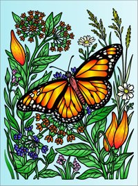 Monarch from Beautiful Butterflies Coloring Book, colored by a ColoringBits reader