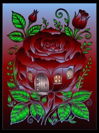 Rose Cottage from Garden Fairies Coloring Book, colored by a ColoringBits reader