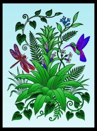 Scarlet Bromeliads from Wildflower Coloring Book for Adults, colored by a ColoringBits reader