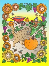 Pumpkin Roll from Garden Cats Coloring Book, colored by a ColoringBits reader