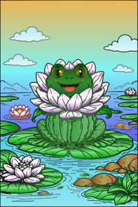 Lily Frog from Whimsical Plant Creatures: A Fantasy Coloring Book, colored by a ColoringBits reader