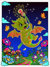 Dandelion Flight from Little Dragon Gardens Coloring Book, colored by a ColoringBits reader