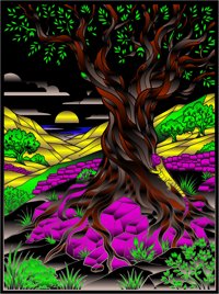 Ancient Olive Tree on a Hillside from Wild Nature Escapes: A Modern Landscape Coloring Book, colored by a ColoringBits reader