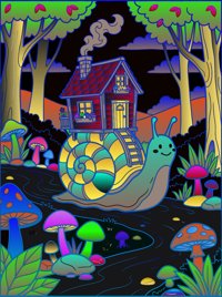 Snail House from The Magic Street of Traveling Houses: Coloring Book, colored by a ColoringBits reader