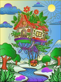 Garden House from The Magic Street of Traveling Houses: Coloring Book, colored by a ColoringBits reader