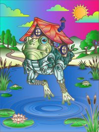 Frog House from The Magic Street of Traveling Houses: Coloring Book, colored by a ColoringBits reader